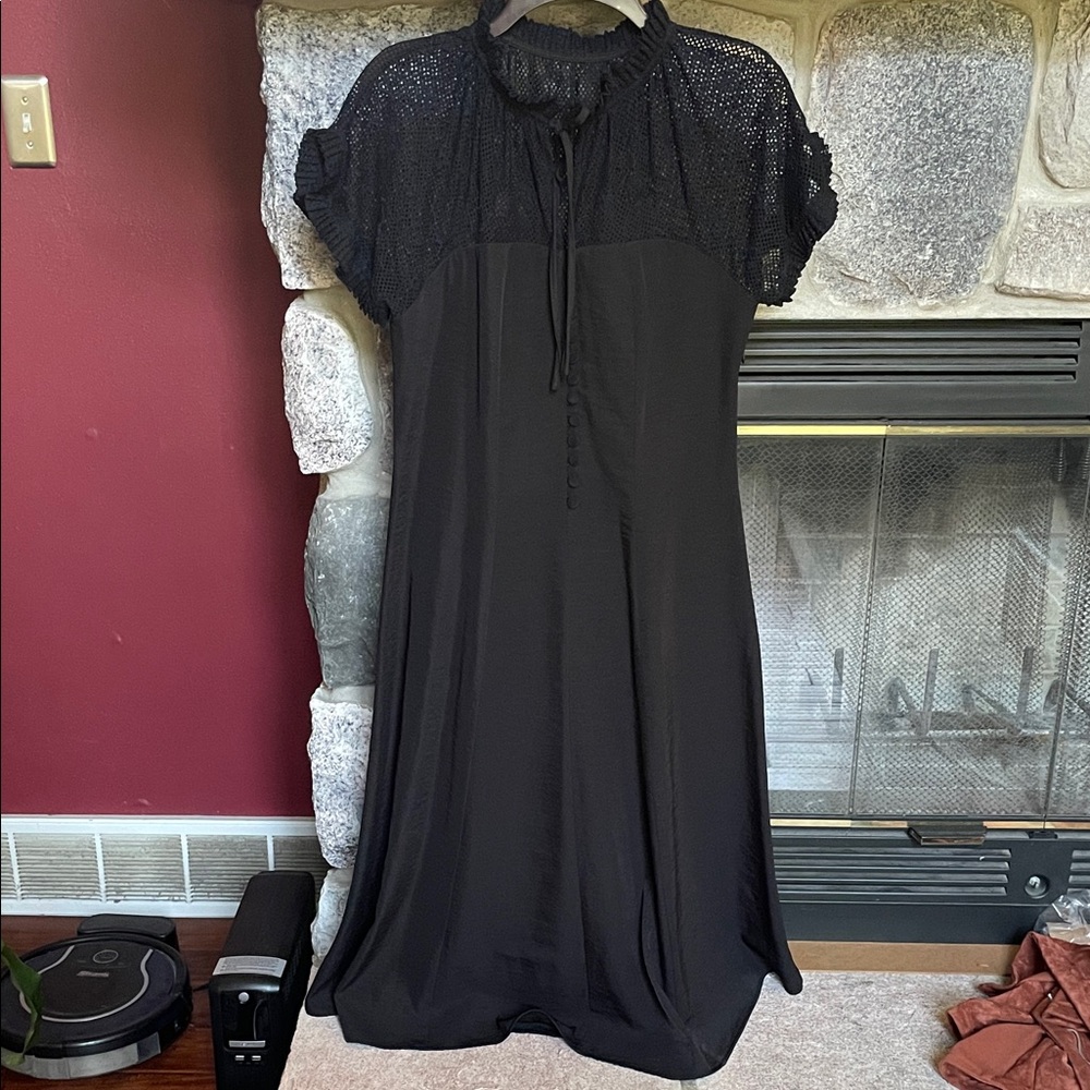 No. 6 Store Black Crochet Detail Dress